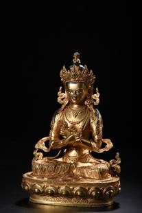 A Exquisite Gilt Bronze Statue of Vajra Ornament : A Exquisite Gilt Bronze Statue of Vajra Ornament Qing Dynasty, China Size:21cmx14cmx10cm Weight:1418g铜鎏金金刚持佛造像