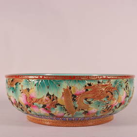 A Exquisite Enamel Outline in gold Dragon Pattern Bowl (1 of 9)