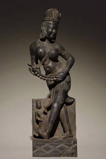 A Fine Schistose carving  Grandhara Buddha statue : A Fine Schistose carving Grandhara Buddha statue Size:51cm&#29325;&#38464;&#32599;&#28784;&#33394;&#29255;&#23721;&#33647;&#21449;&#22899;&#8220;&#23433;&#27604;&#21345;&#8221;&#20687;