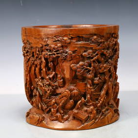 A Exquisite Boxwood Character and Story Pattern Brush Pot (1 of 11)