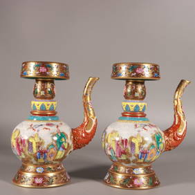 A Exquisite Enamel Outline in gold Lotus Pattern Character and Story Pattern Vase (1 of 9)