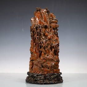 A Exquisite Boxwood Character and Story Pattern with poem Ornament (1 of 12)