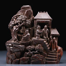 An Exquisite Zitanwood Character and Story Pattern Ornament (1 of 7)