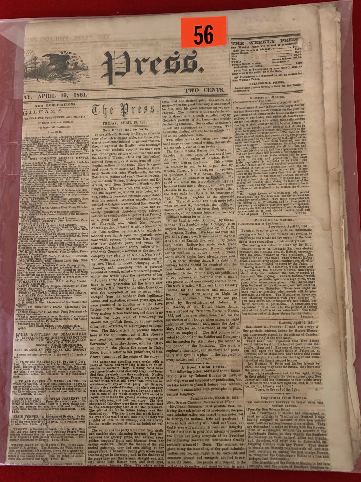 Civil War Era Newspaper (1 of 2)