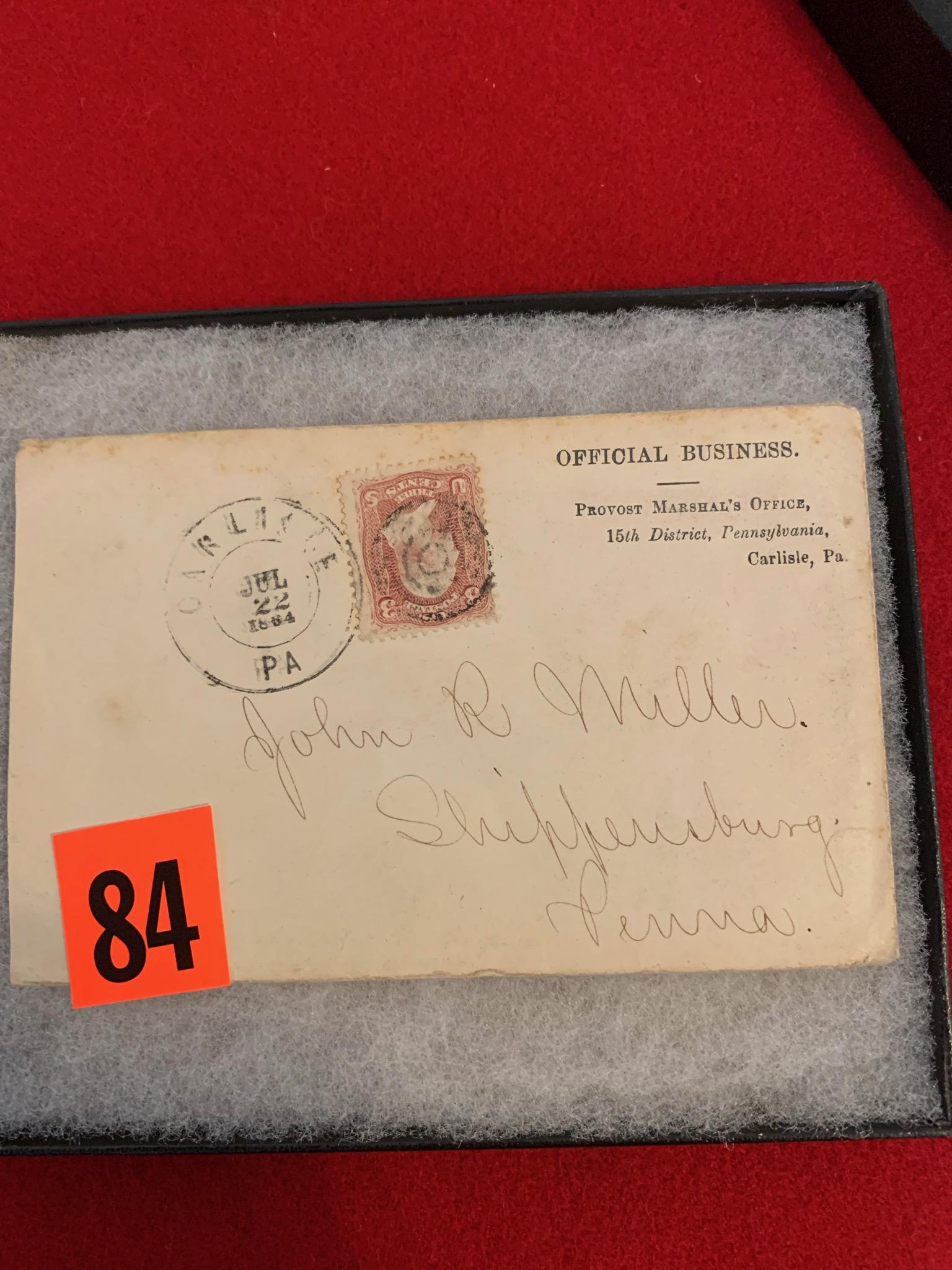 Civil War Era Relic: Postage envelope dated July 22 1864 to John R. Miller Shippensburg Pa.