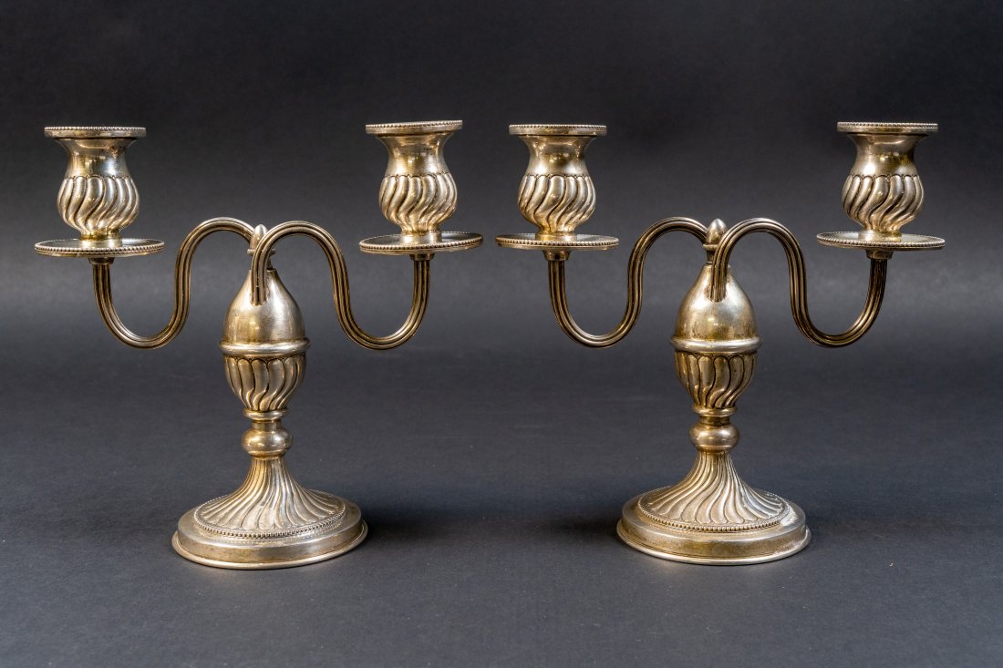 PAIR OF STERLING SILVER CANDELABRA (1 of 4)