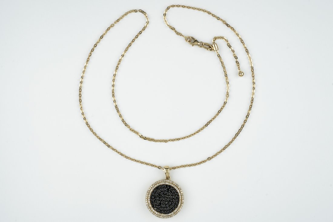 LADIES MARCASITE & DIAMOND PENDANT WITH 14K CHAIN (1 of 4)