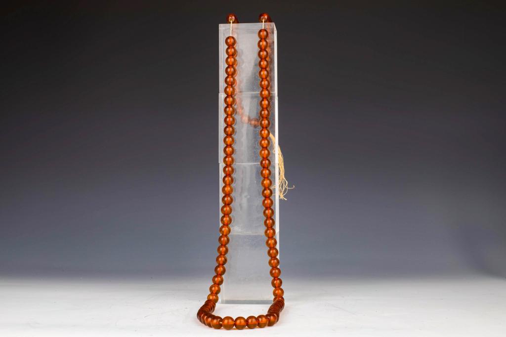 Peking Glass Imitation Amber Court Necklace Beads, (1 of 3)