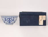 Blue and White Bowl with Lotus holding Eight Consecrated Longevity Treasures, Qing Dynasty, Qianlong