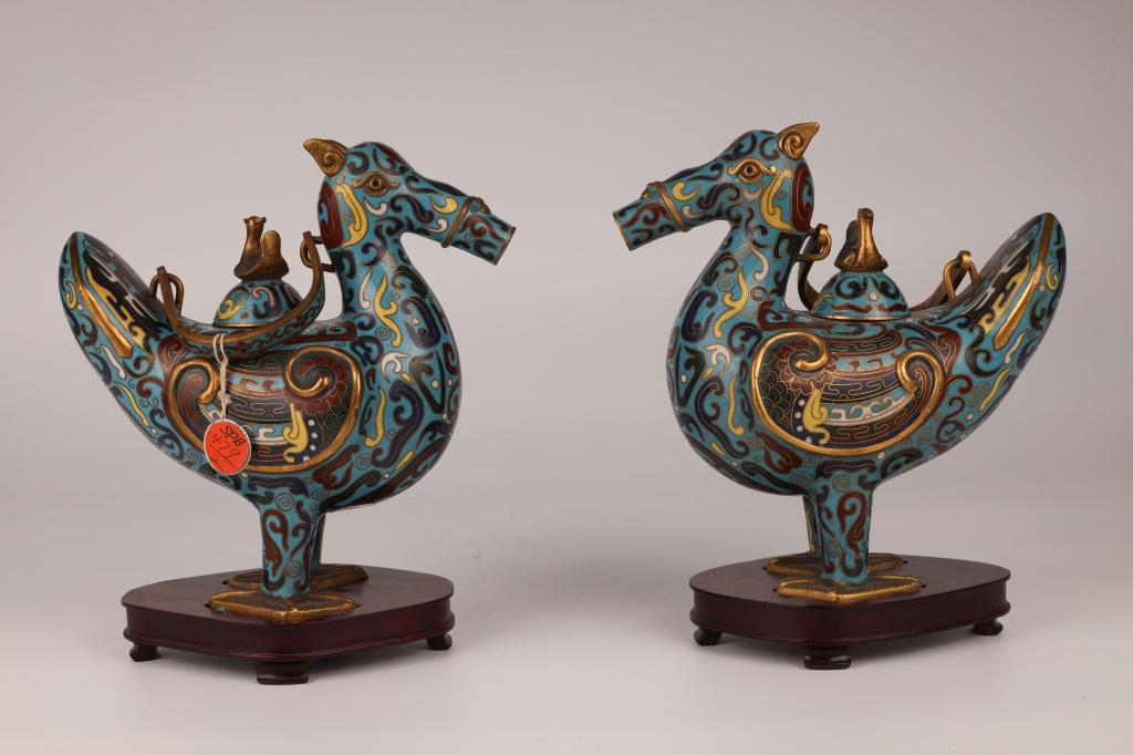 Pair of Cloisonne Mysterious-Animal-Shaped Censers, Qing Dynasty (1 of 6)