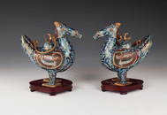 Pair of Cloisonne Mysterious-Animal-Shaped Censers, Qing Dynasty