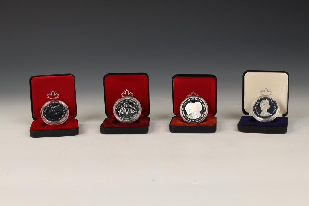 1979, 1980, 1981, 1983 Silver Coins from Royal Canadian Mint (4 boxes) (1 of 4)