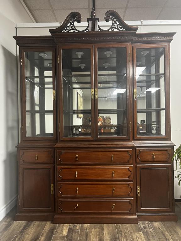 Hardwood Carved Display Cabinet with Cupboard and Drawers (1 of 2)