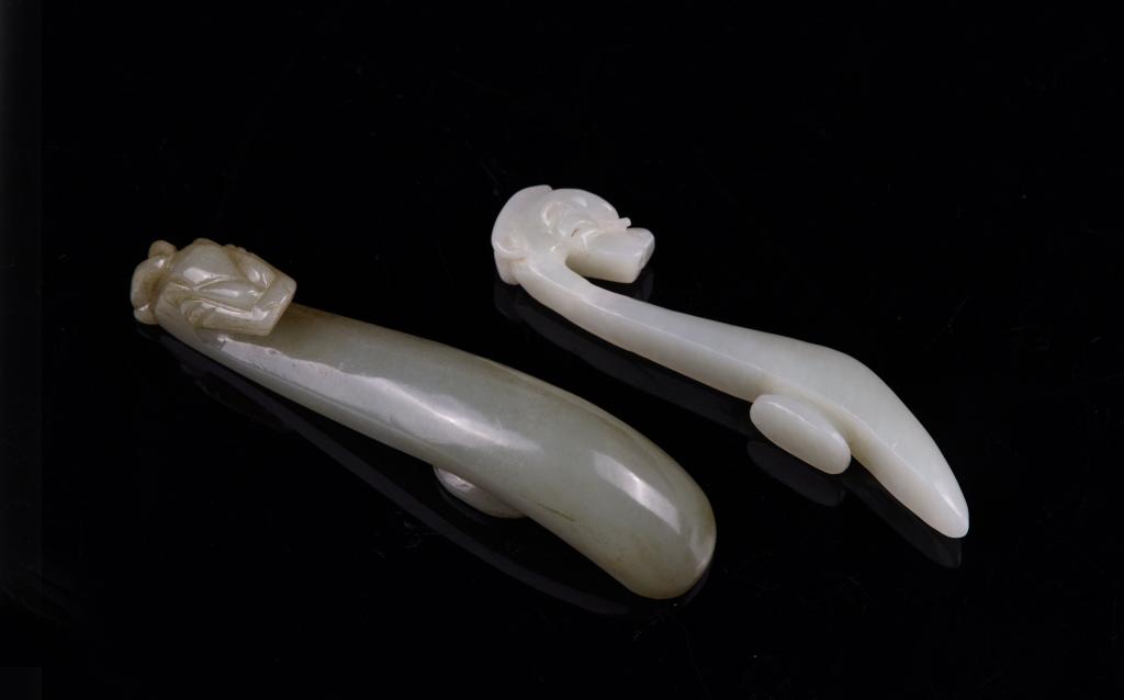 Pair of Jade Carved Dragon Head Belt Buckles (1 of 5)