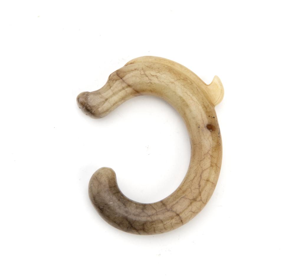 Jade Carved Archaistic Pig-Dragon Zhulong Pendant (1 of 3)