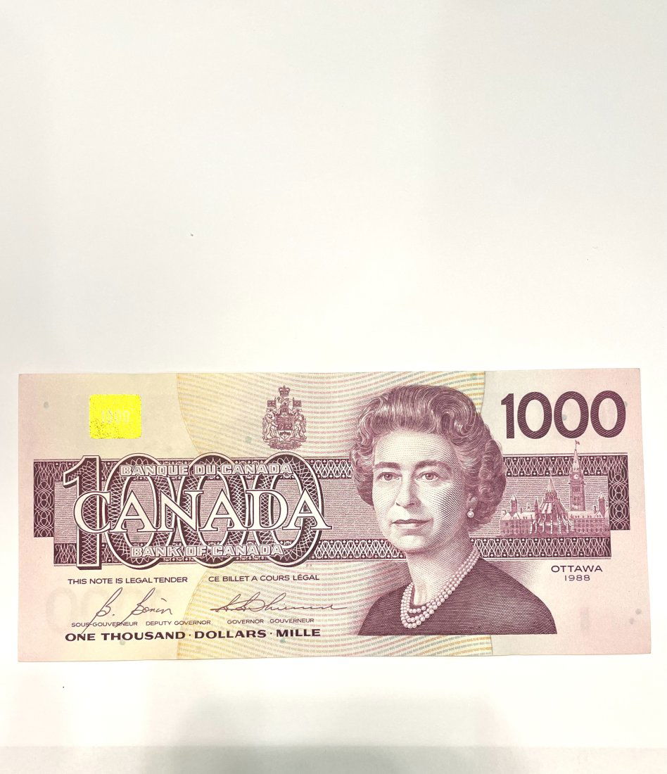 One Thousand Canadian Dollars Banknote, 1988 (1 of 3)