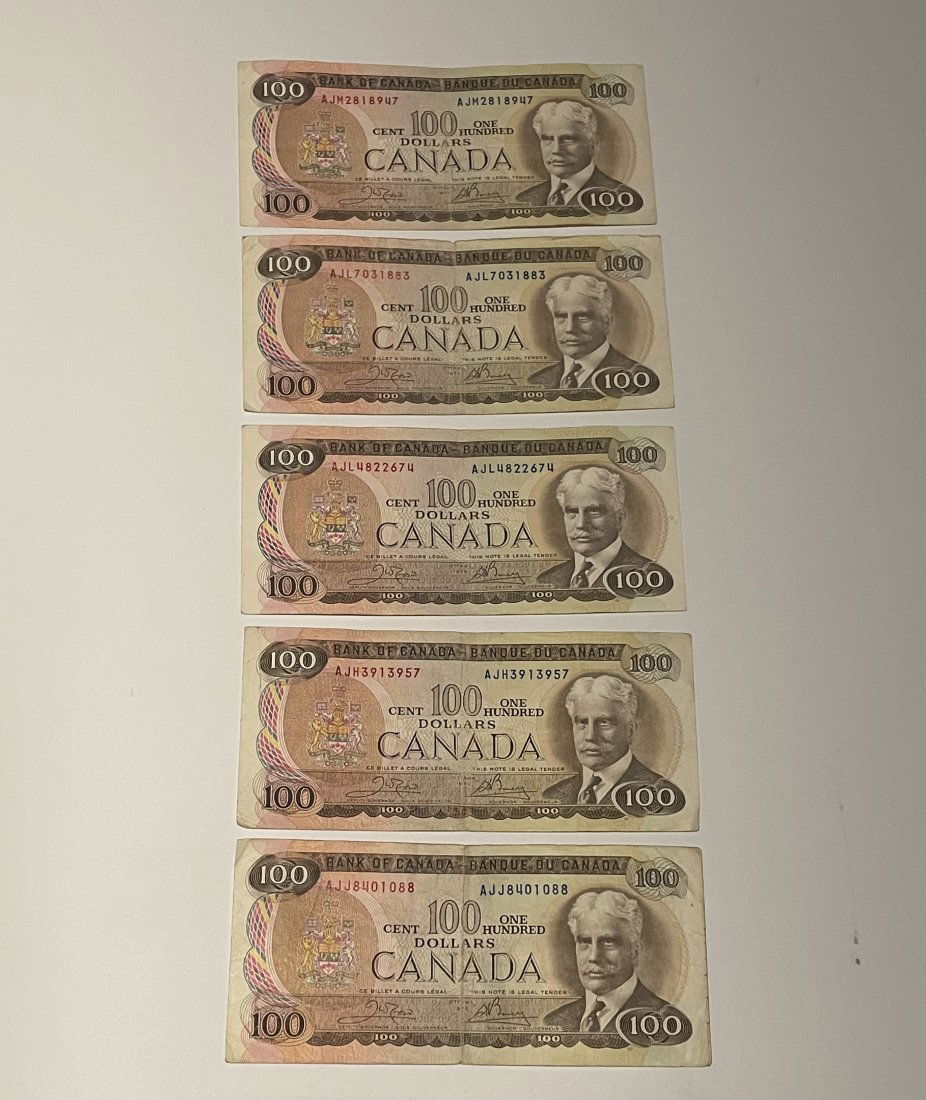 Set of 5 Canadian Banknotes, 1975 (1 of 5)
