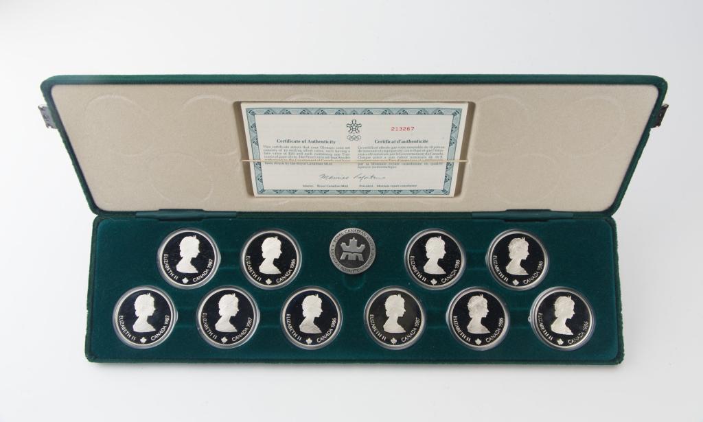 Set of 10 Olympic Sterling Silver Coins, Royal Canadian Mint, 1988 (1 of 4)
