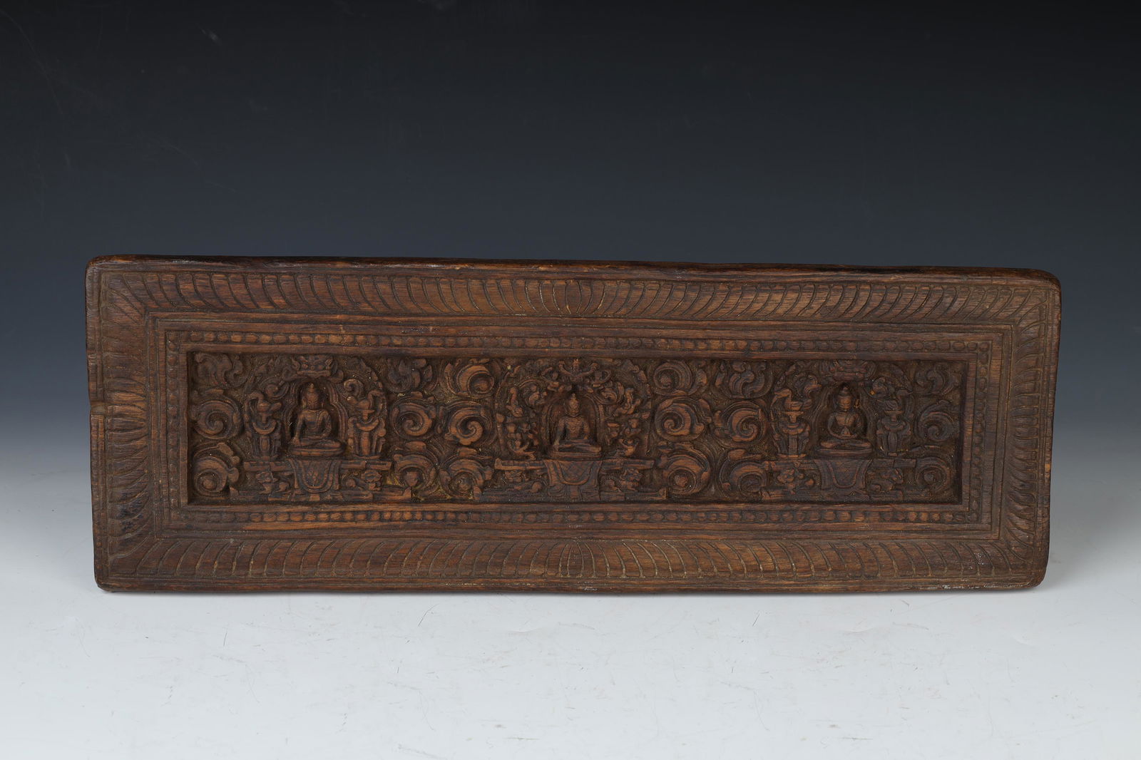 Carved Wood Sutra Cover, Tibet or Nepal, 15th - 16th Century (1 of 4)