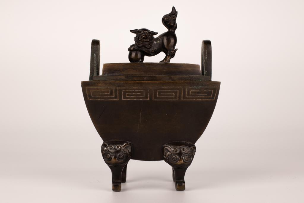 Bronze Ding-Form Censor with Pixiu Statuette, Qing Dynasty (1 of 6)