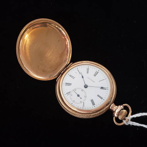 1900 7j Full Hunter Ladies Waltham Pocket Watch With Goldfilled Case