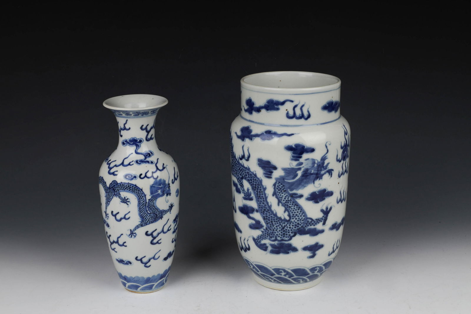 Two Blue and White Dragon Vases Qing Dynasty, 19th Century (1 of 13)