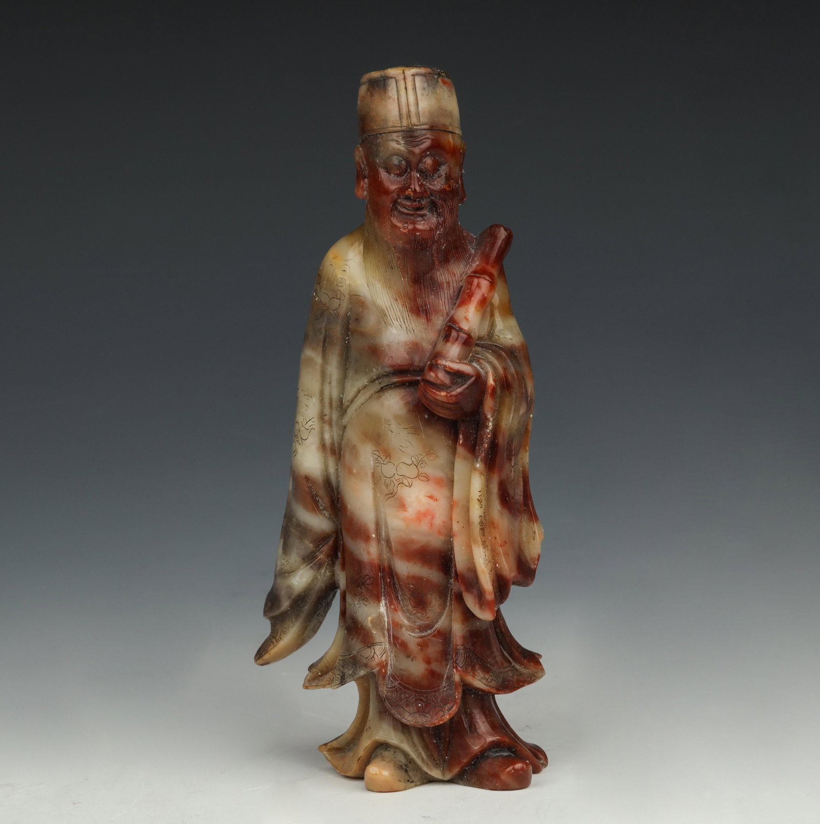 Shoushan Furong Figure of Daoist Immortal, Zhang Guolao Qing Dynasty, 18th century: 6 1/4" (16cm) H壽山石雕刻像 張果老