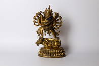 A Sino-Tibetan Massive Gilt Bronze Figure Of Yama, 18th Century