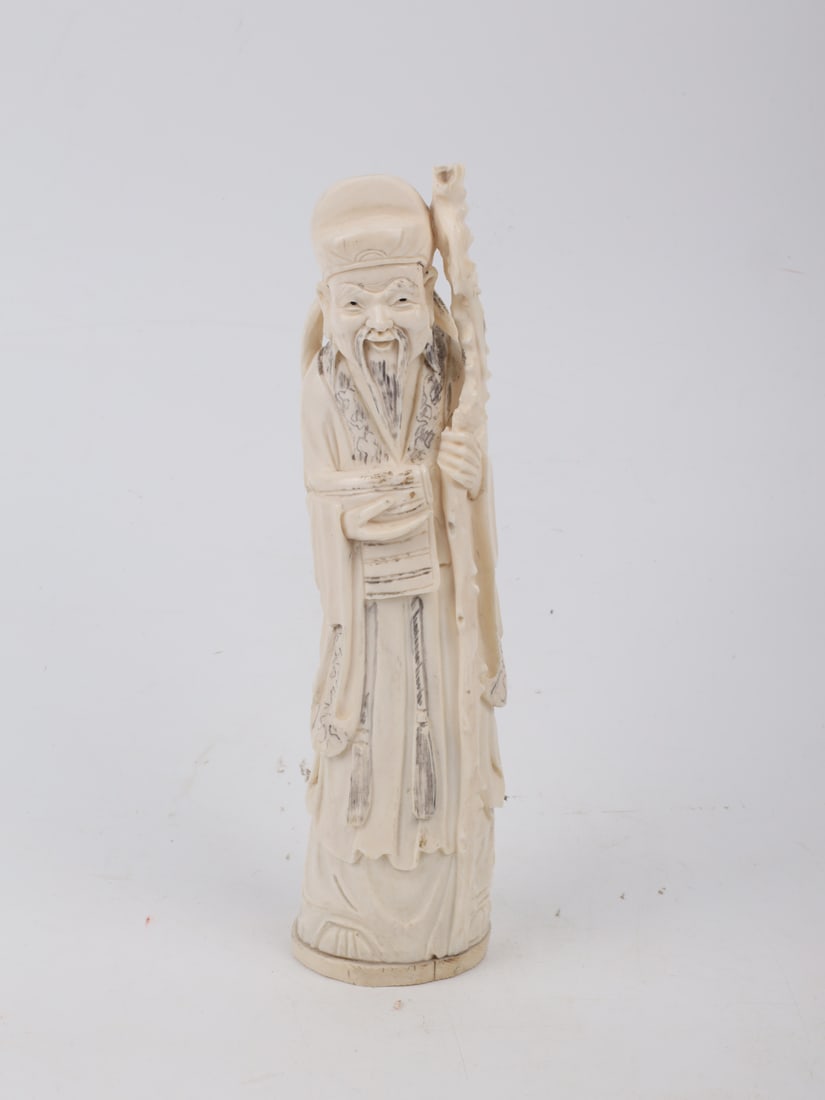 Bone Carved Shouxing (Longevity Star)，20th Century: 20世纪制骨制寿星 Dimensions:21cmH