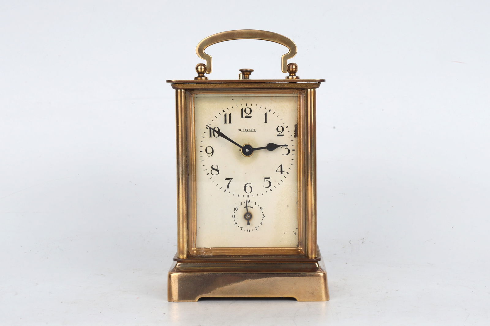 Right Brass Carriage Alarm Clock with bell (1 of 6)