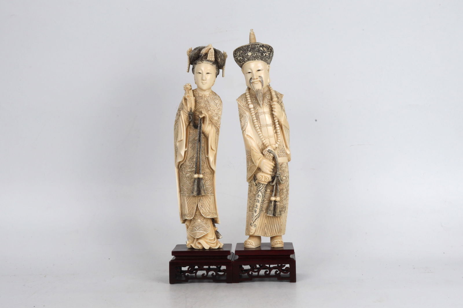 Two Carved Bone Emperor and Empress Figures China 20th Century (1 of 4)