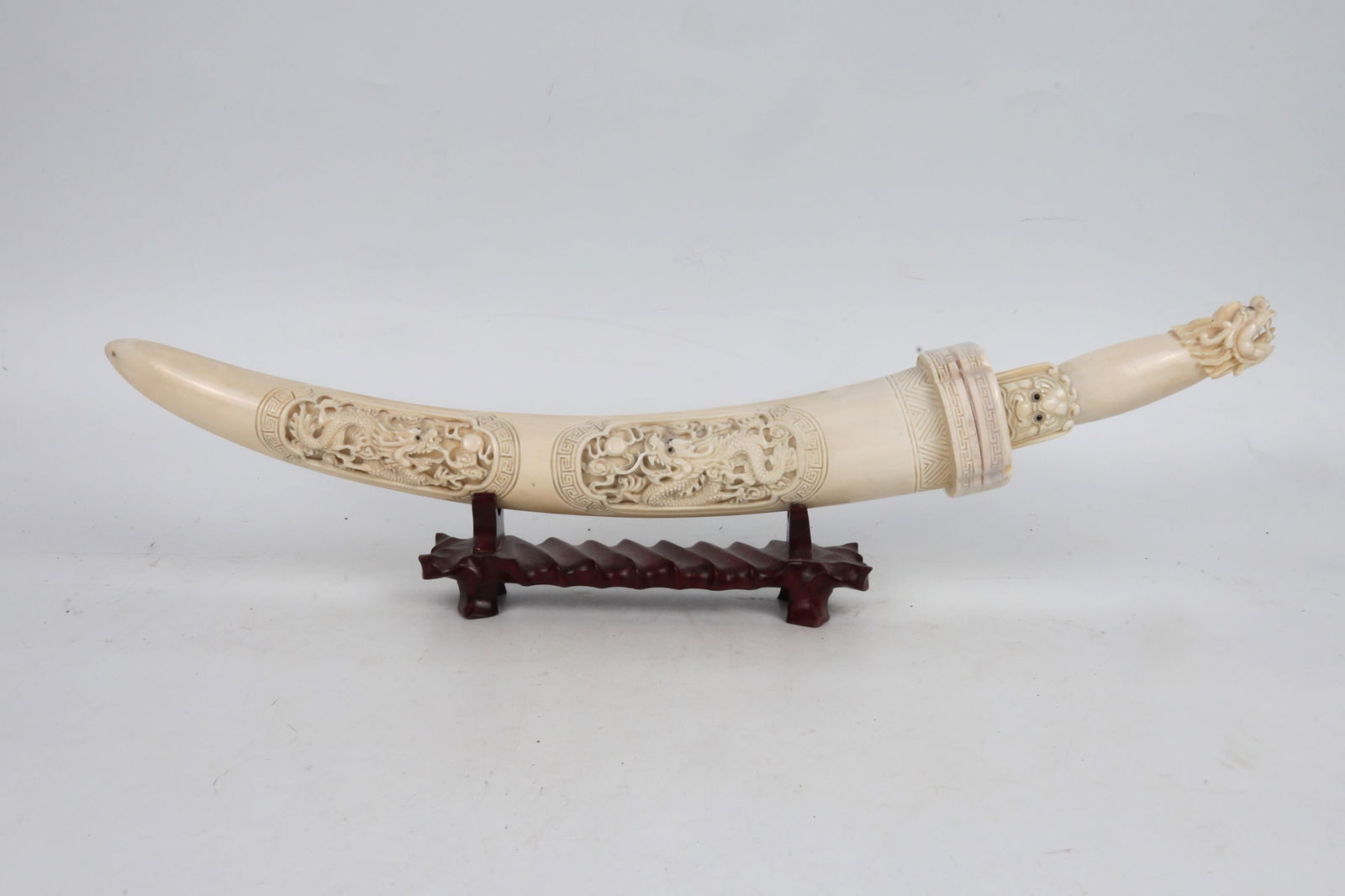 Carved Bone Dragon Decorated Dagger China 20th Century: Carved Bone Dragon Decorated Dagger 