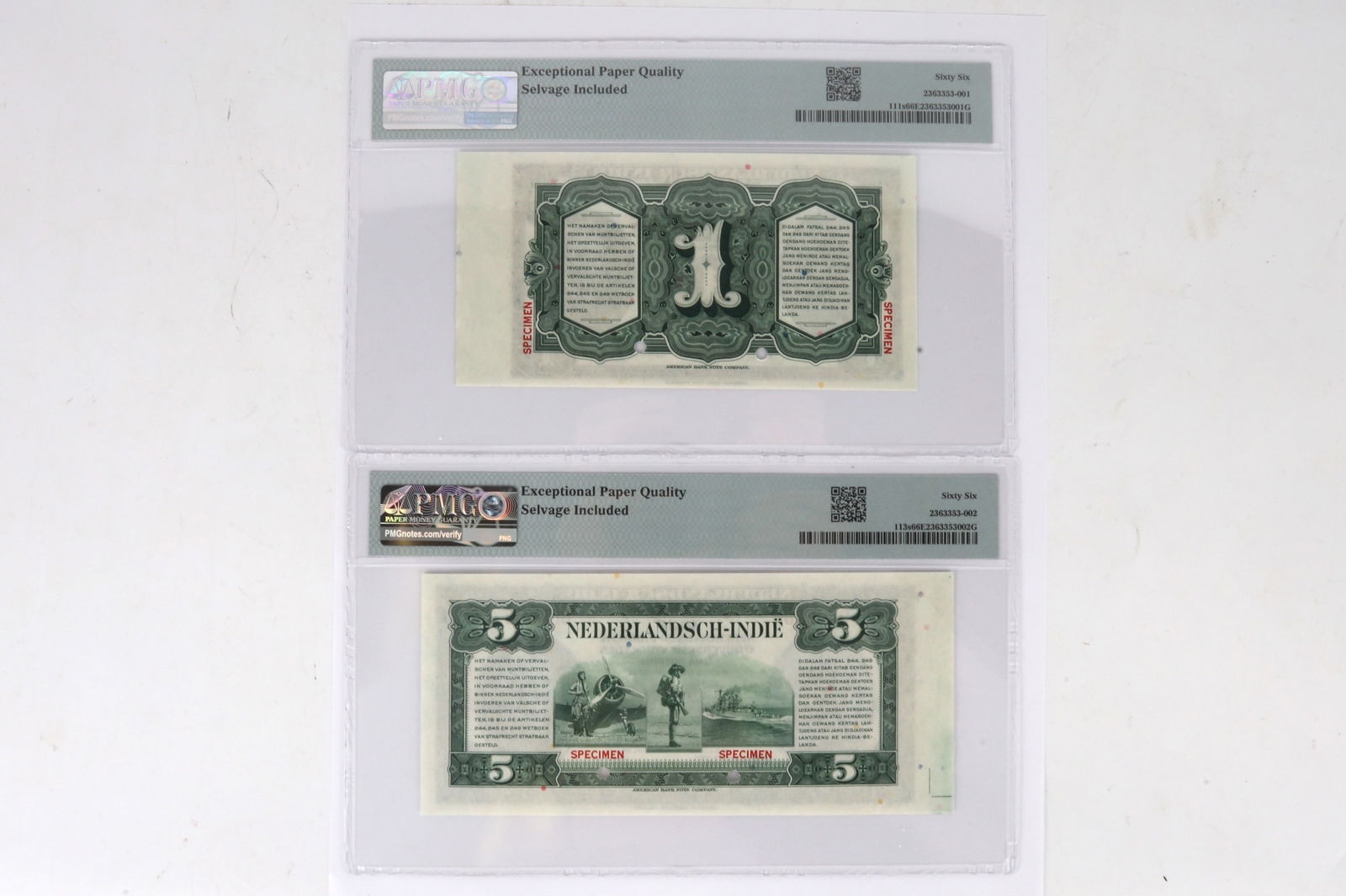 PMG 1943 Netherlands Indies Specimen Notes Choice UNC 66 EPQ - 2