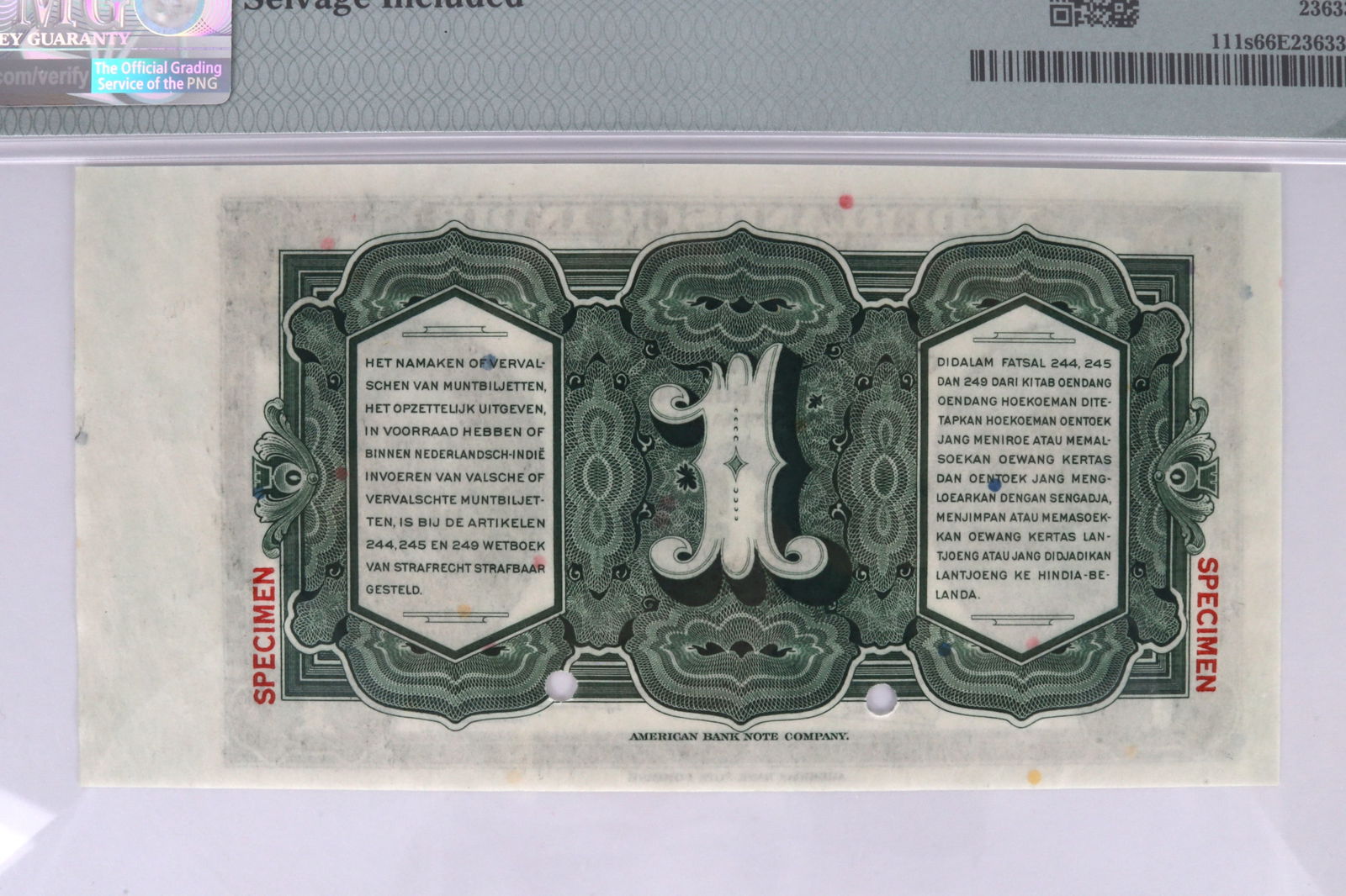 PMG 1943 Netherlands Indies Specimen Notes Choice UNC 66 EPQ - 4