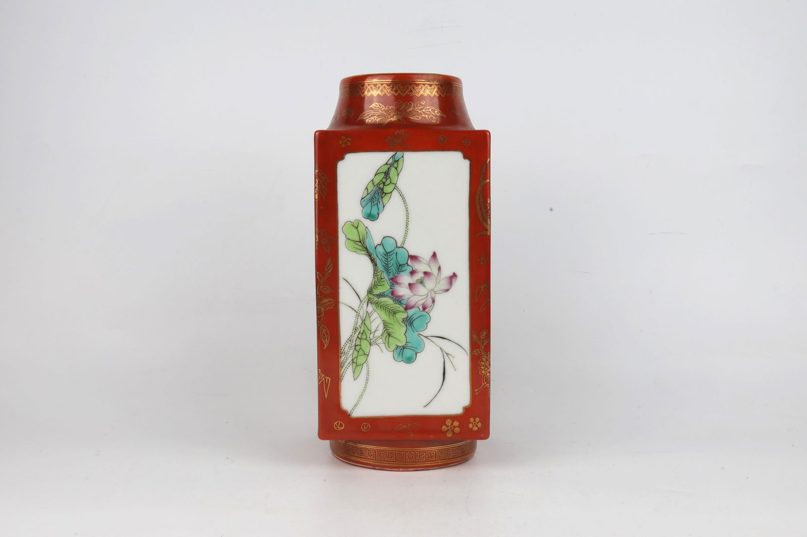 Square Vase with Flowers and Birds China 20th Century (1 of 6)