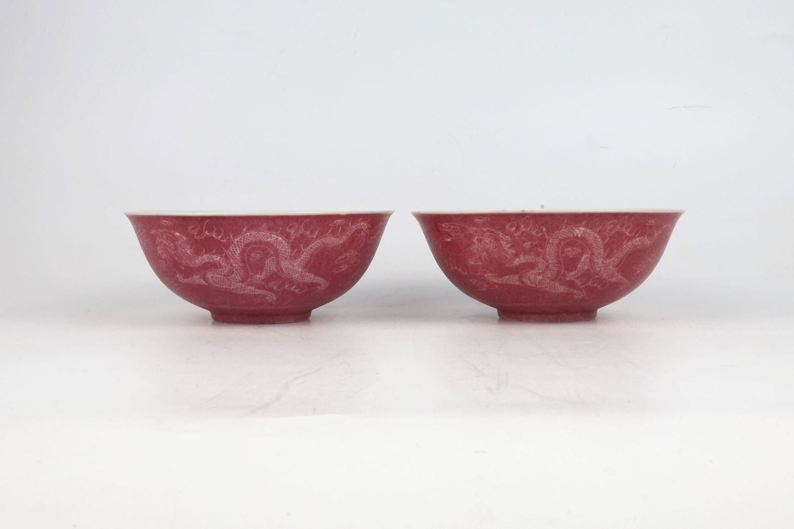 A Pair of Rouge Red Dragon Bowls China 20th Century (1 of 6)