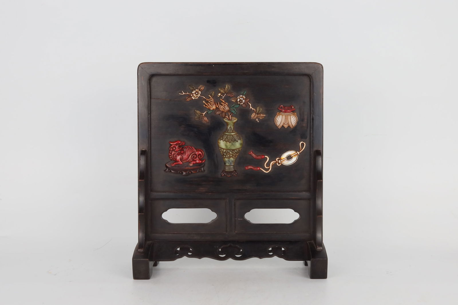 Hardwood Jade Screen China 20th Century (1 of 5)