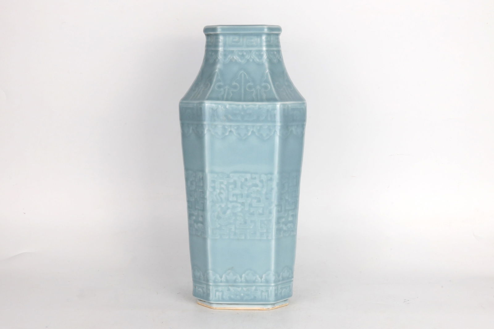 Sky Blue Glazed Hexagonal Vase China 20th Century (1 of 4)