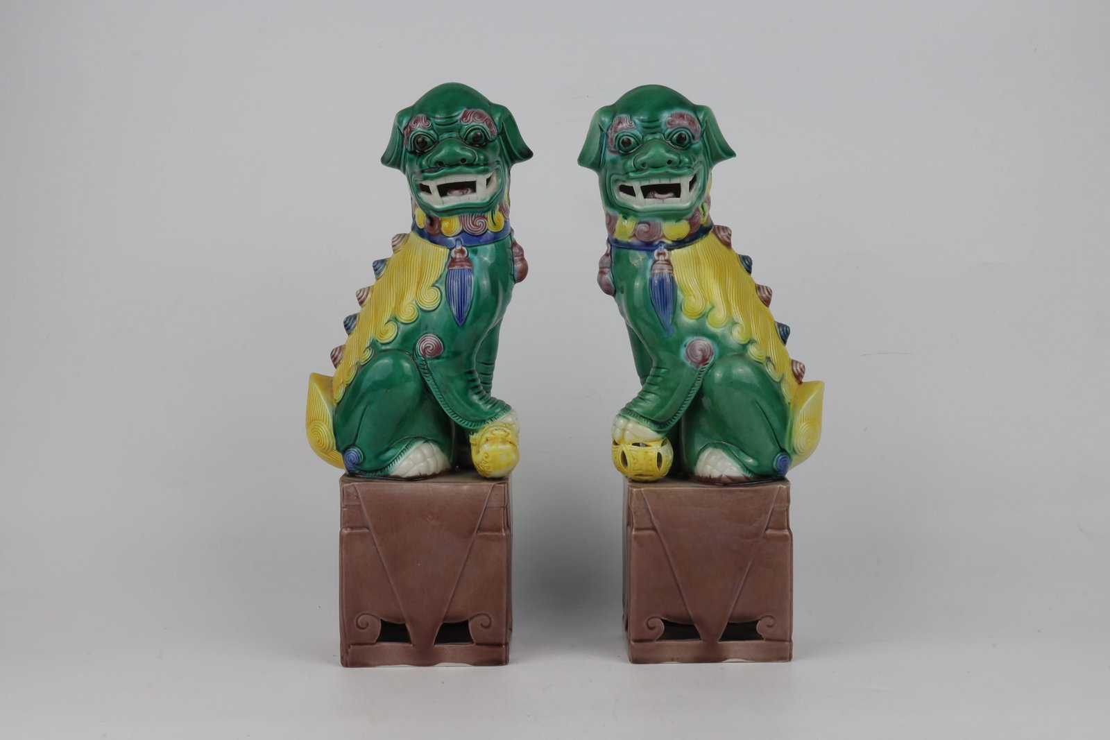 A Pair of Sancai Glazed Lions China 20th Century: A Pair of Sancai Glazed Lions China 