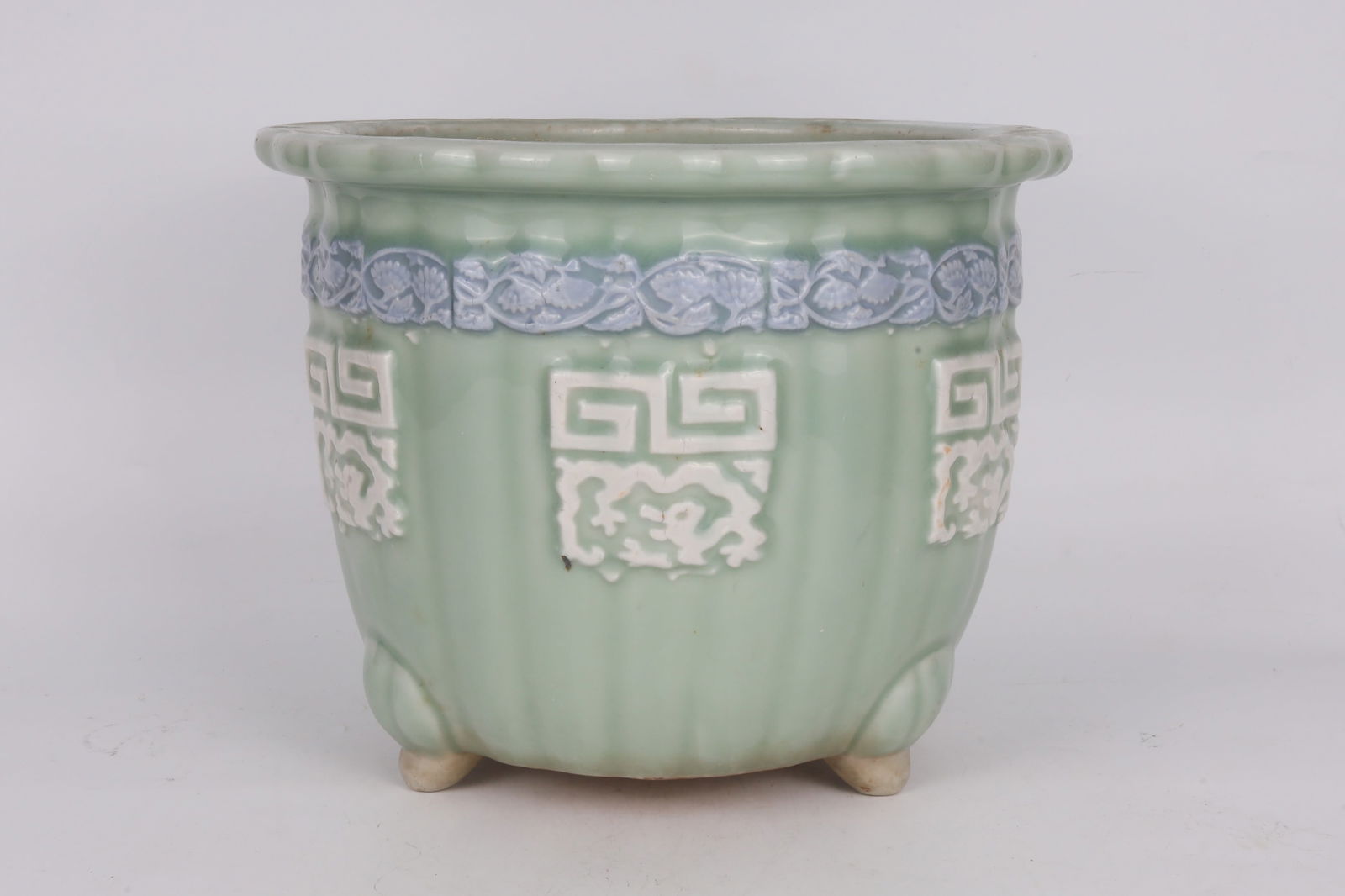 Celadon Tripod Planter with Emblem Decoration China 20th Century (1 of 4)