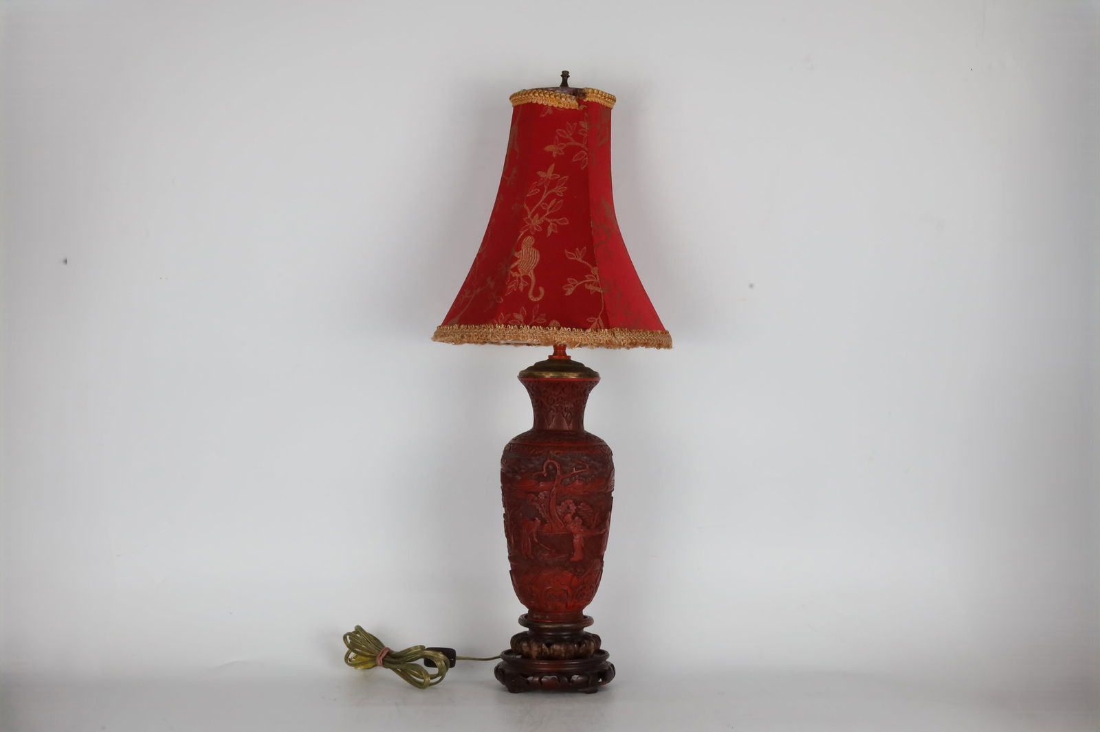 Carved Red Lacquer Table Lamp China 19th Century (1 of 5)
