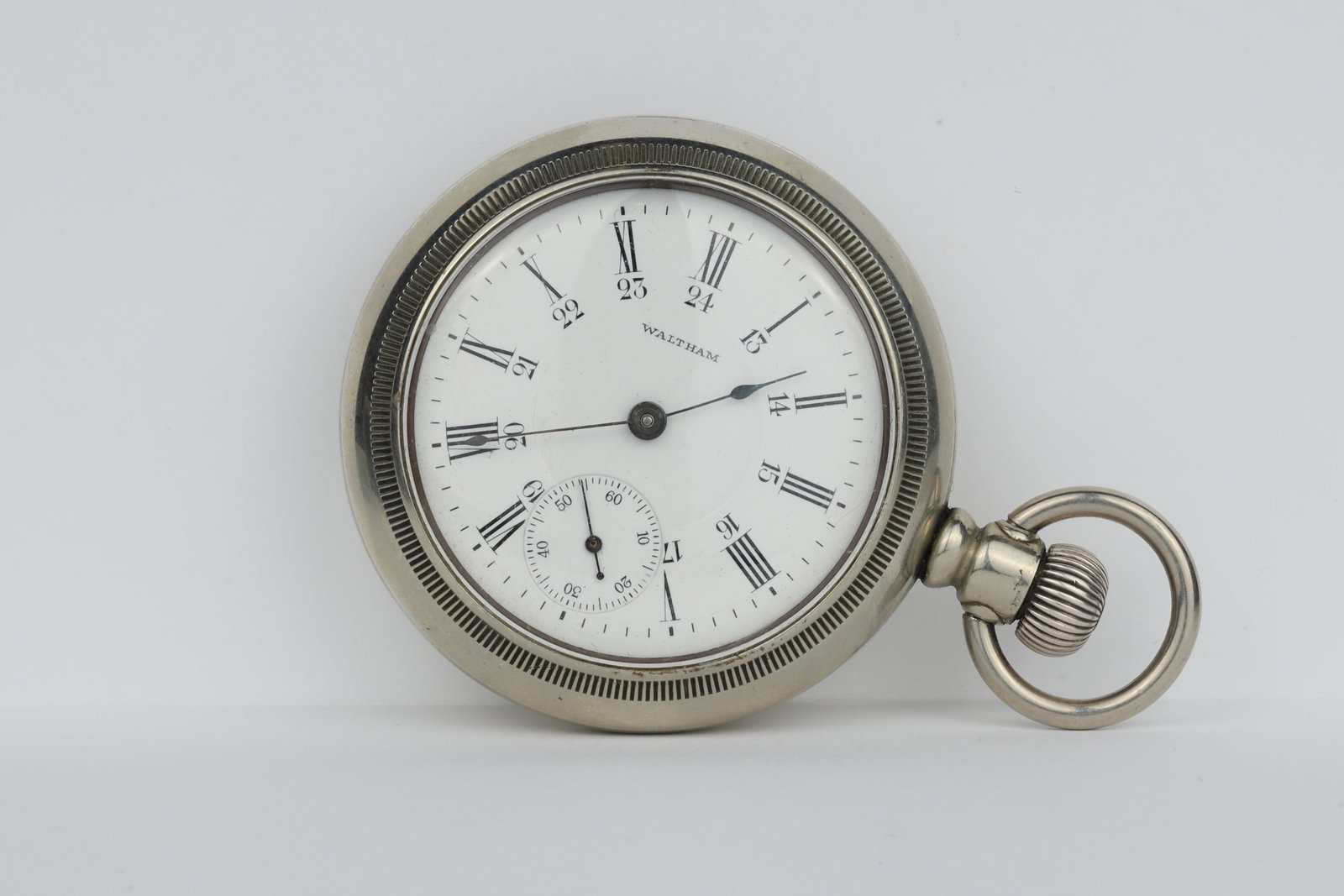Waltham Pocket Watch: Waltham Pocket WatchMovement Serial Number: 17067745Grade: No. 85Model: 1883Estimated Production Date: 1908Size: 18sJewels: 17jMovement Setting: LeverWind Mechanism: PendantCase Metal: SilveroidDimens
