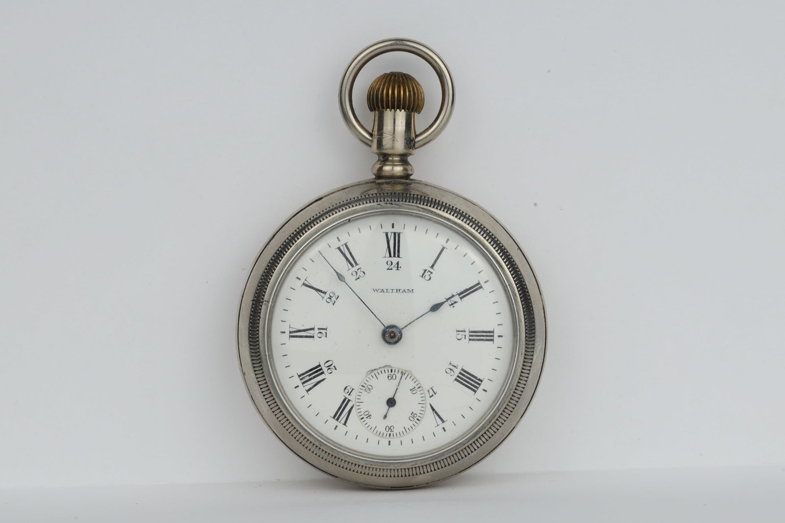 Waltham Pocket Watch: Waltham Pocket WatchMovement Serial Number: 15242599Grade: SterlingModel: 1883Estimated Production Date: 1906Size: 18sJewels: 7jMovement Setting: PendantWind Mechanism: PendantCase Metal: