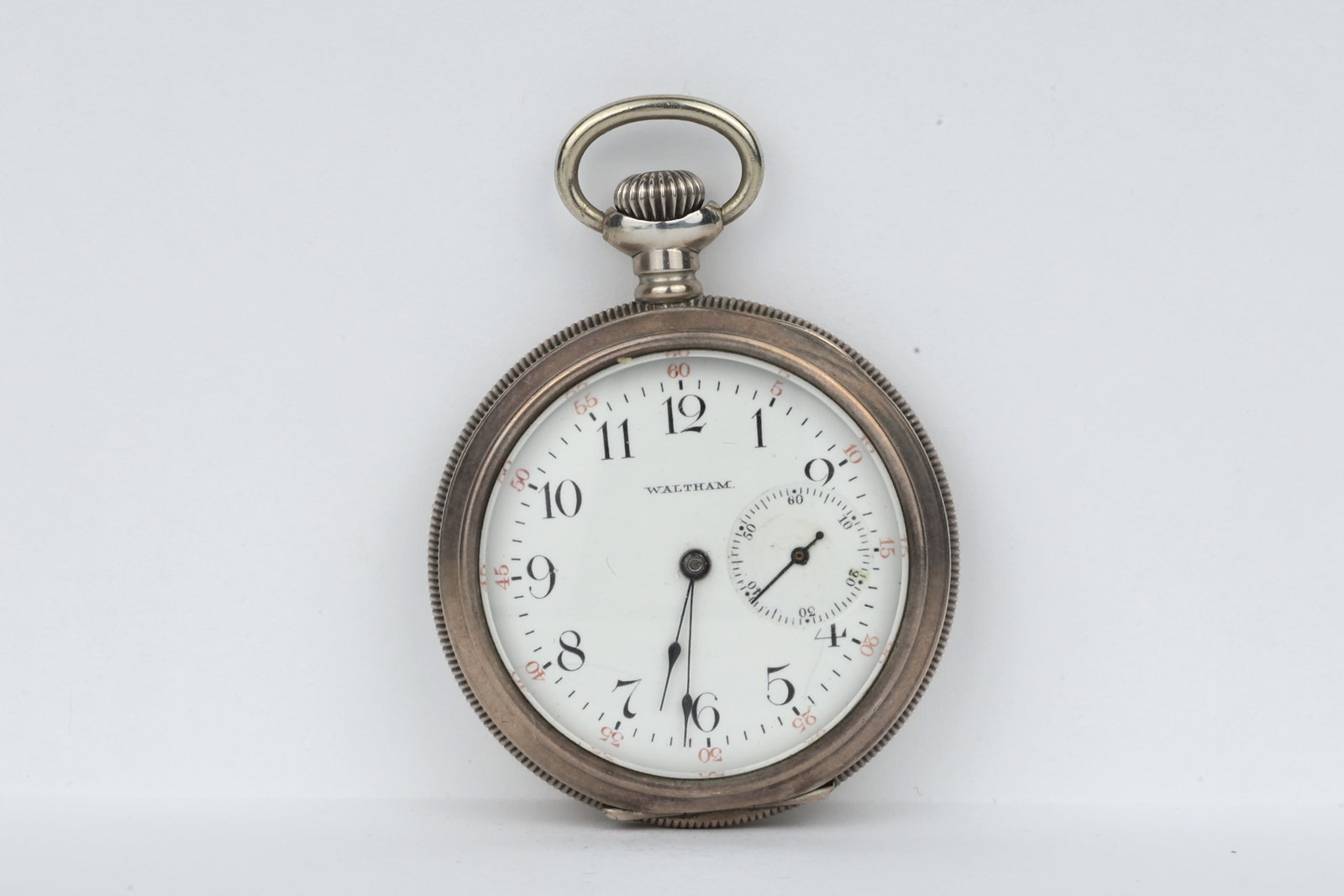 Waltham Silver Case Pocket Watch: Waltham Pocket WatchMovement Serial Number: 10853966Grade: SeasideModel: 1890Estimated Production Date: 1901Size: 6sJewels: 7jMovement Setting: PendantWind Mechanism: PendantCase Metal: Coin