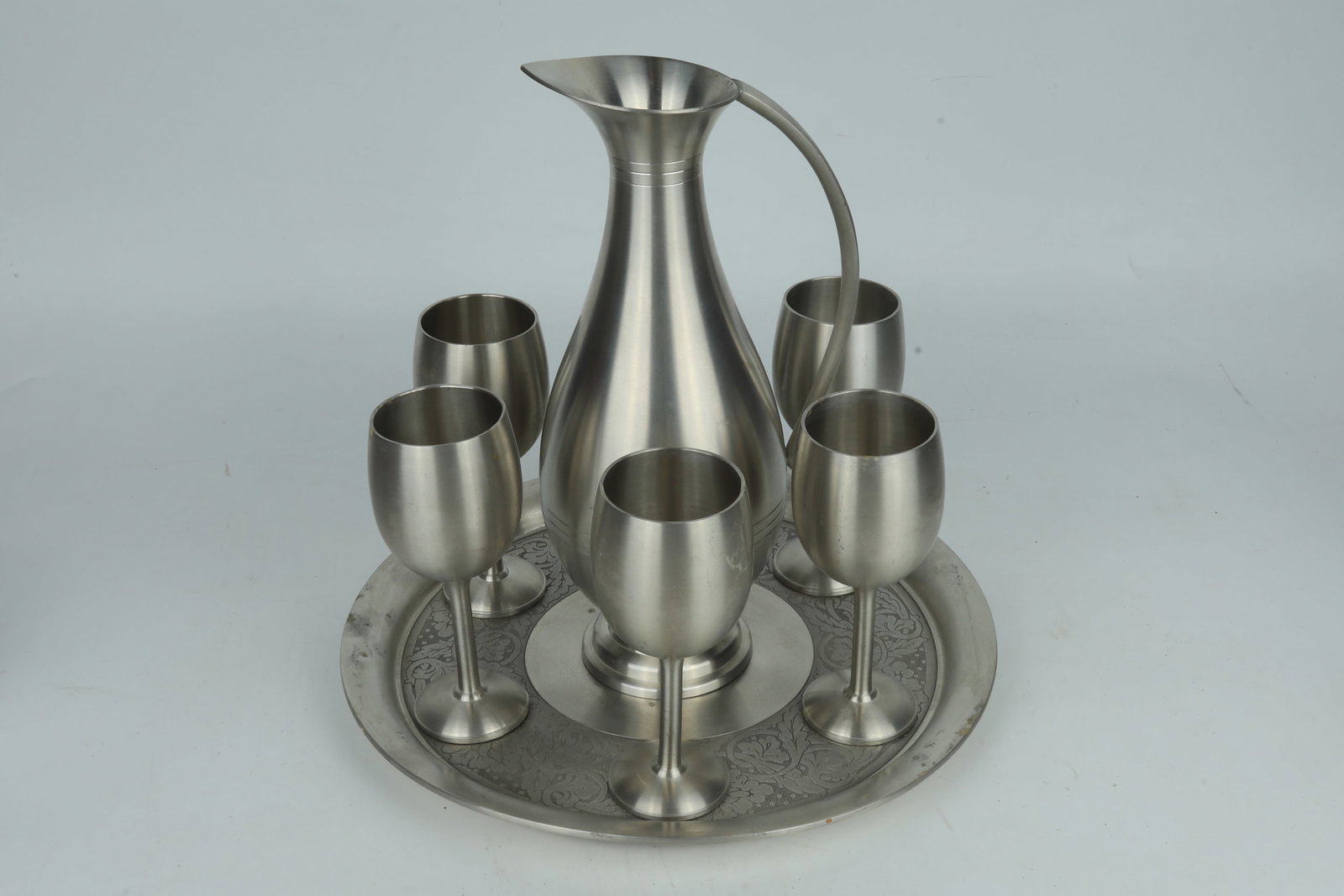 Tumasek Pewter 97% Pitcher and Goblet Set (1 of 2)