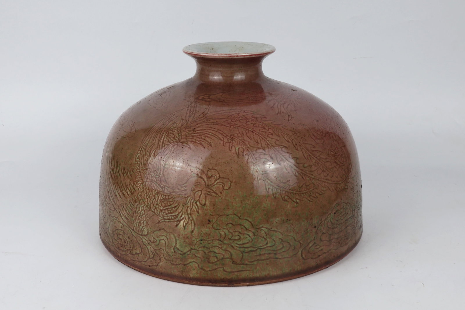 Pea Red Dragon and Phoenix Taibai Zun Vase China 20th Century (1 of 4)