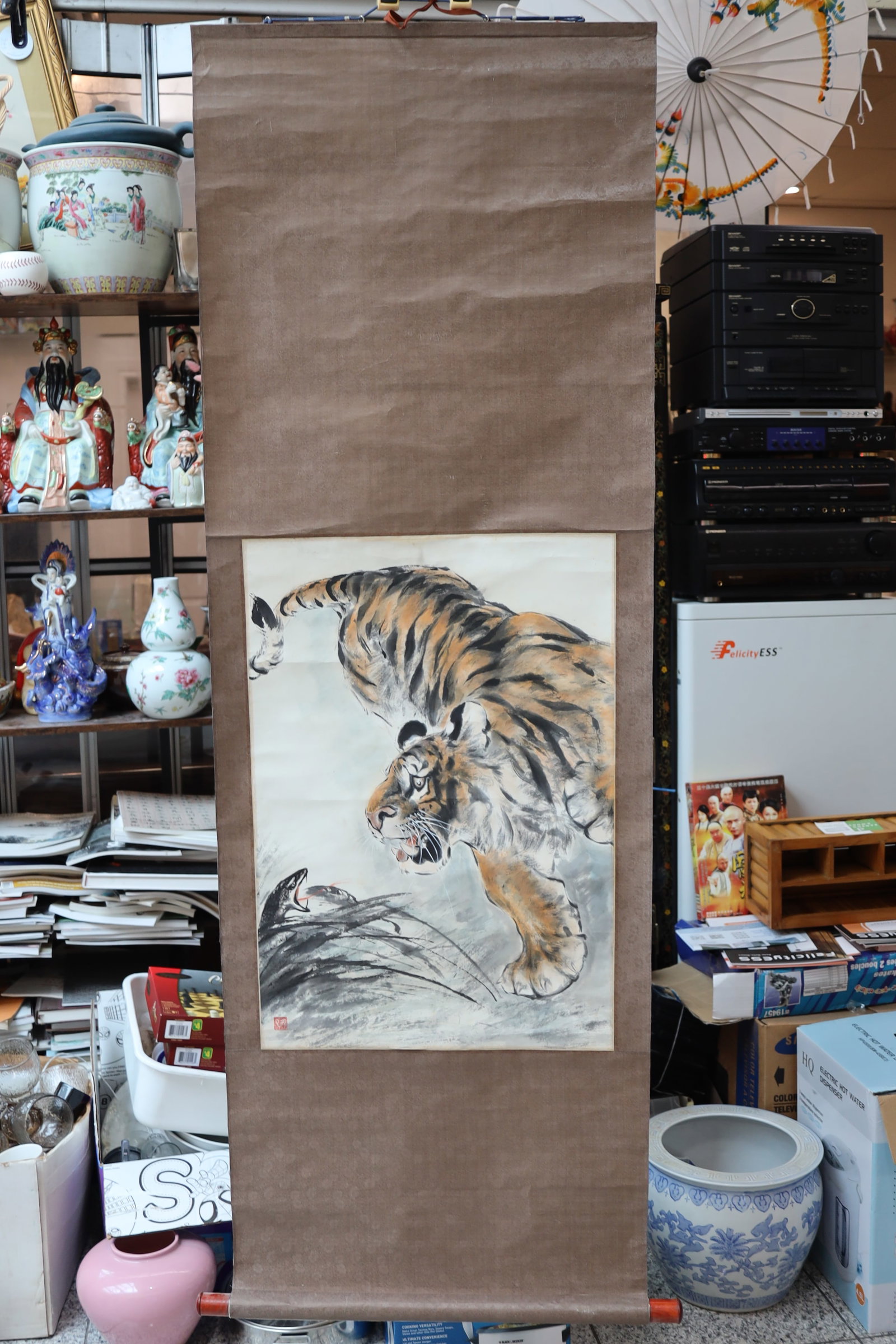 Chinese Tiger and Snake Hanging Scroll (1 of 2)