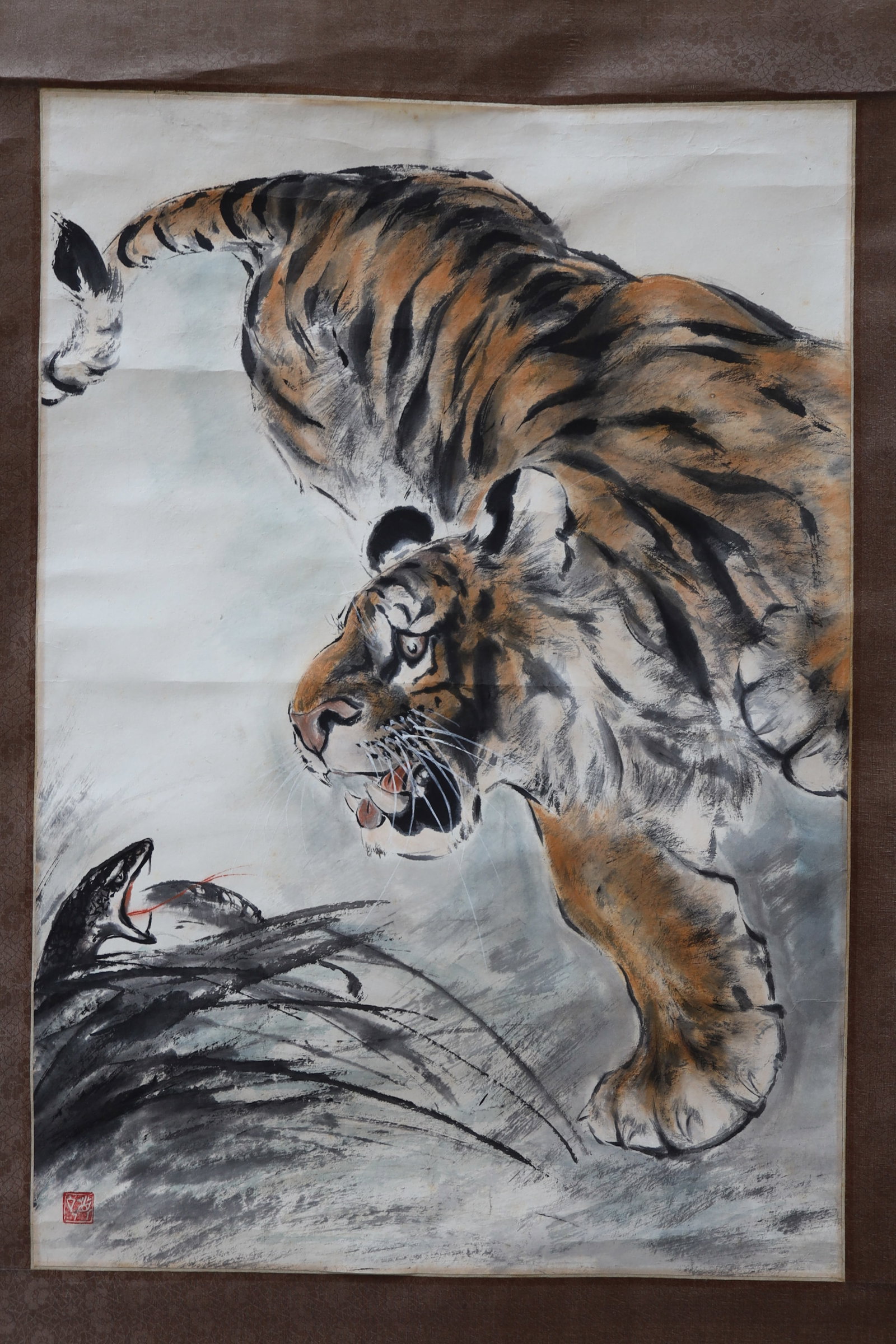 Chinese Tiger and Snake Hanging Scroll - 2