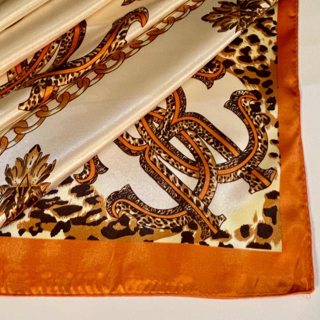New Rococo Style Filigree & Leopard Print Satin Scarf (1 of 4)