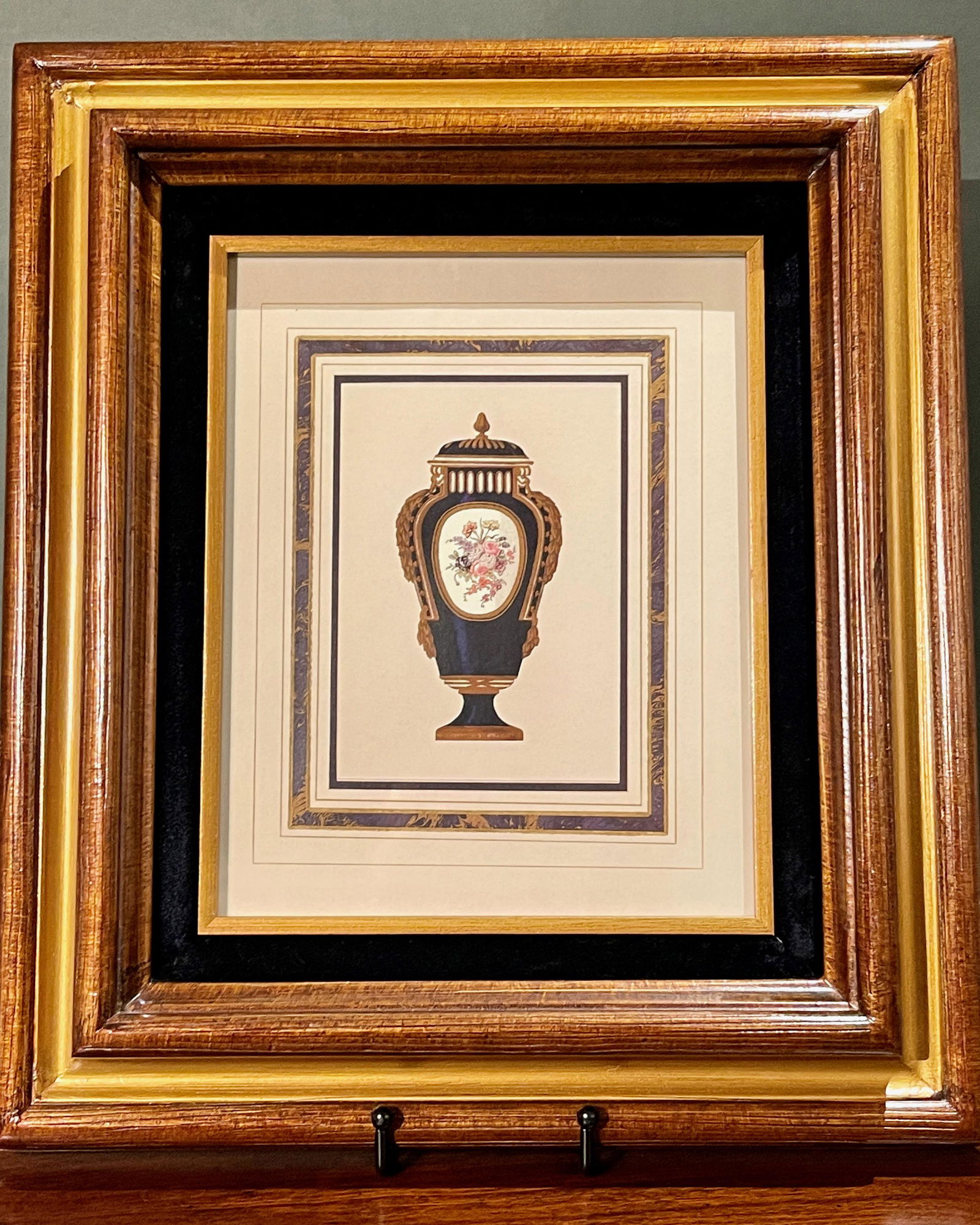 Framed Neo-Classical Floral Vase Lithograph Art Print (1 of 6)